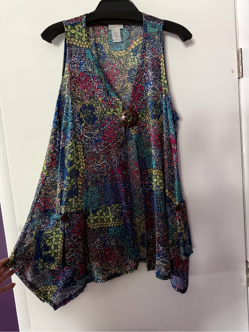 Multiples Multicolor Floral Patchwork Sleeveless Beat